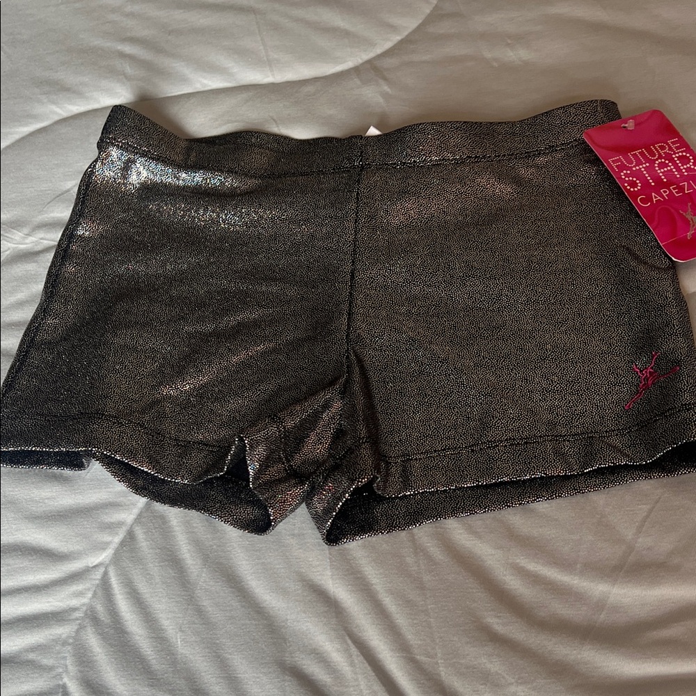 Capezio Girls gymnastics! Dance Shimmering Black Athletic Shorts size 10/12
